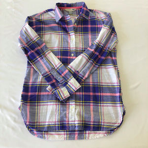 OLD NAVY boyfriend shirt womens S blue pink NWOT